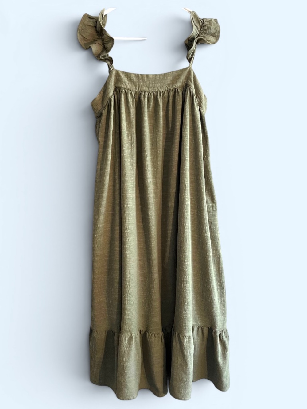 Shop Neighbor by In The Beginning Cotton Sage Green Maxi Dress Size M